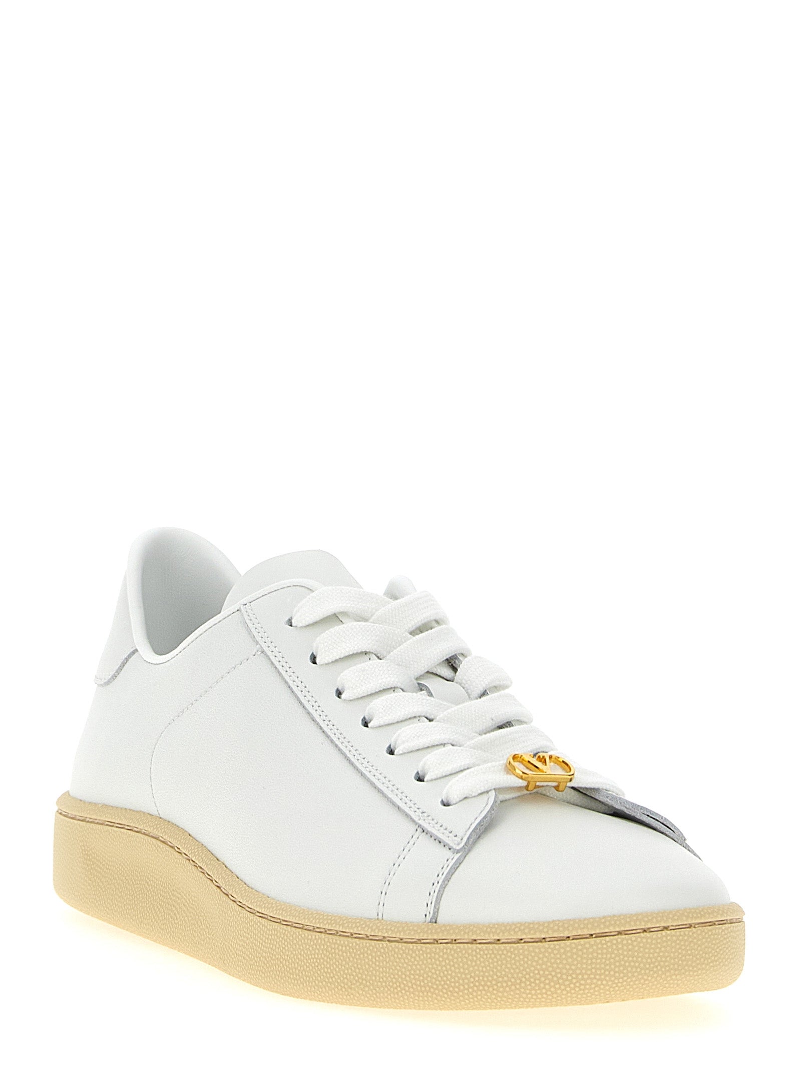 Valentino Garavani White Calfskin Royco Low Top Sneakers
