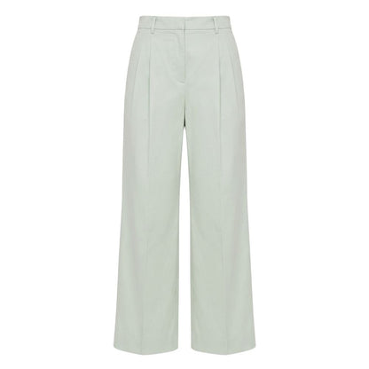 Malo Green Cotton Wide-Leg Women Pants