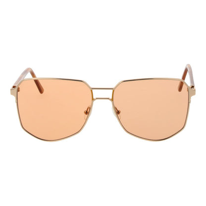 Andy Wolf Gold Metal Sunglasses – Square Full-Rim Frame, Rose Lenses