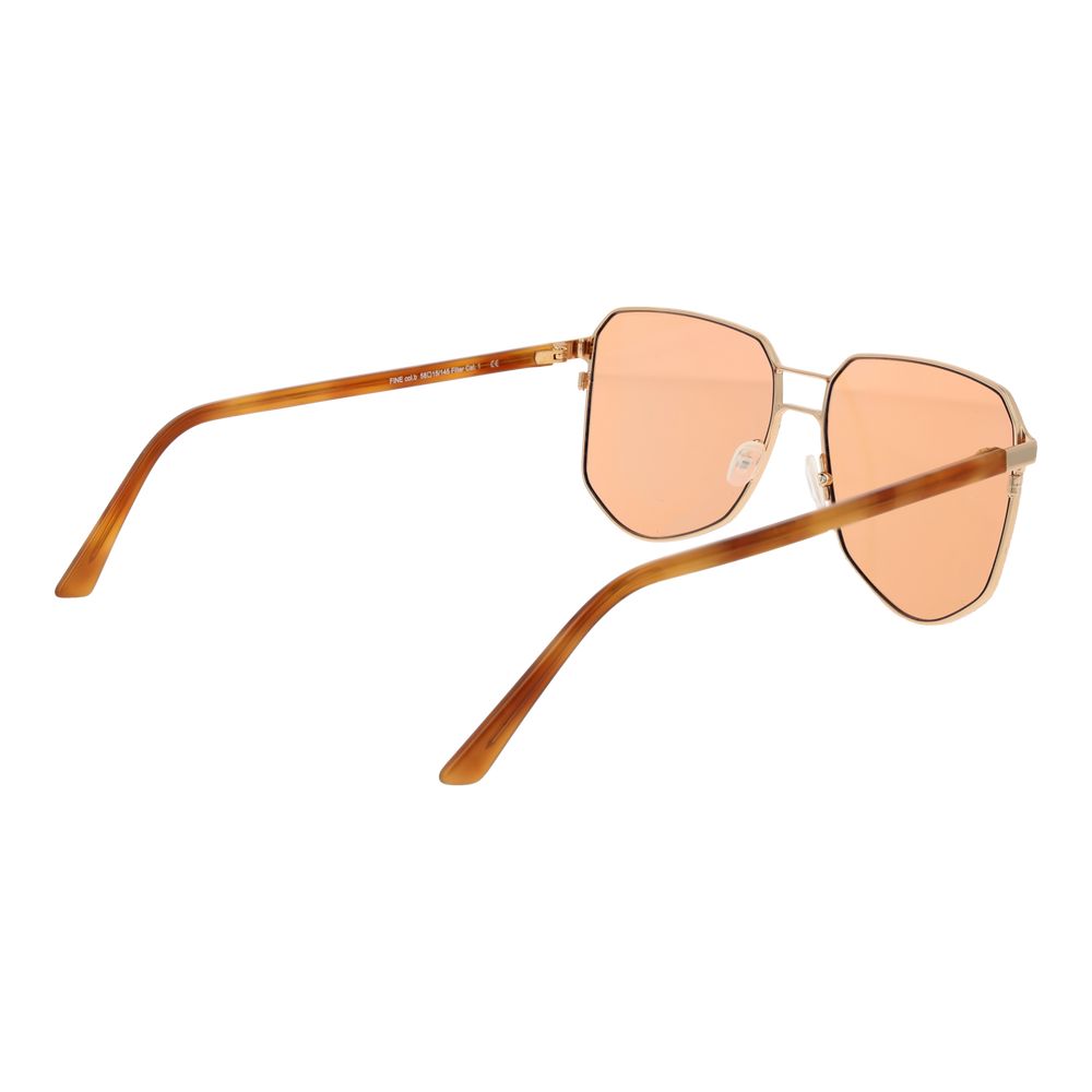 Andy Wolf Gold Metal Sunglasses – Square Full-Rim Frame, Rose Lenses