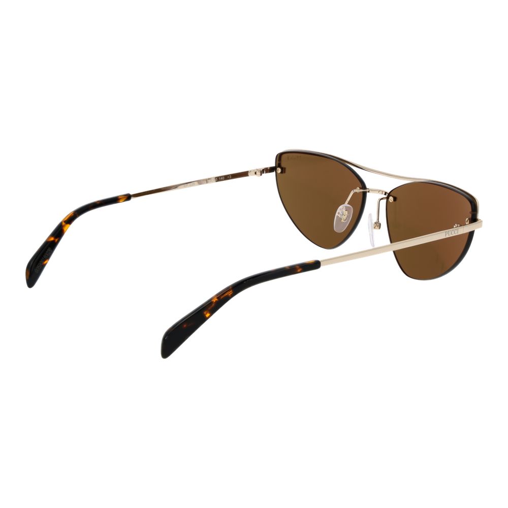 Emilio Pucci Women’s Sunglasses – Gold Cat Eye Frame, Mirrored Lenses