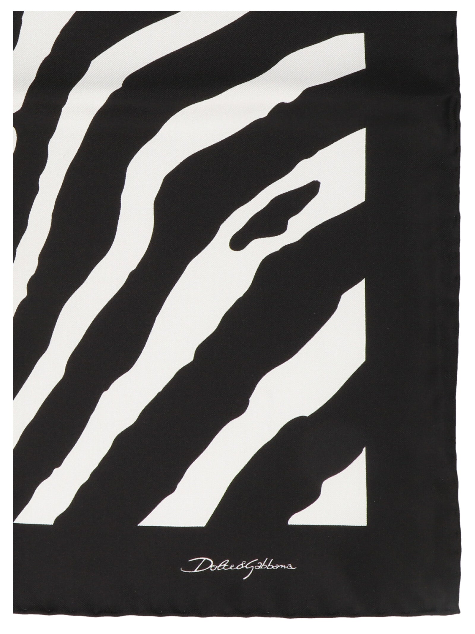 Dolce & Gabbana Black & White Zebra Print Silk Scarf