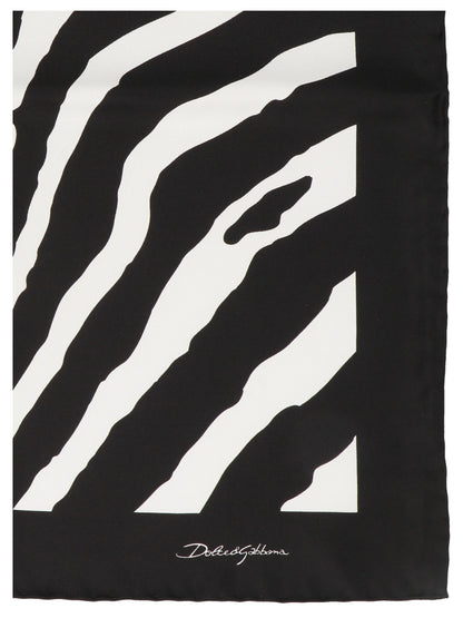 Dolce & Gabbana Black & White Zebra Print Silk Scarf