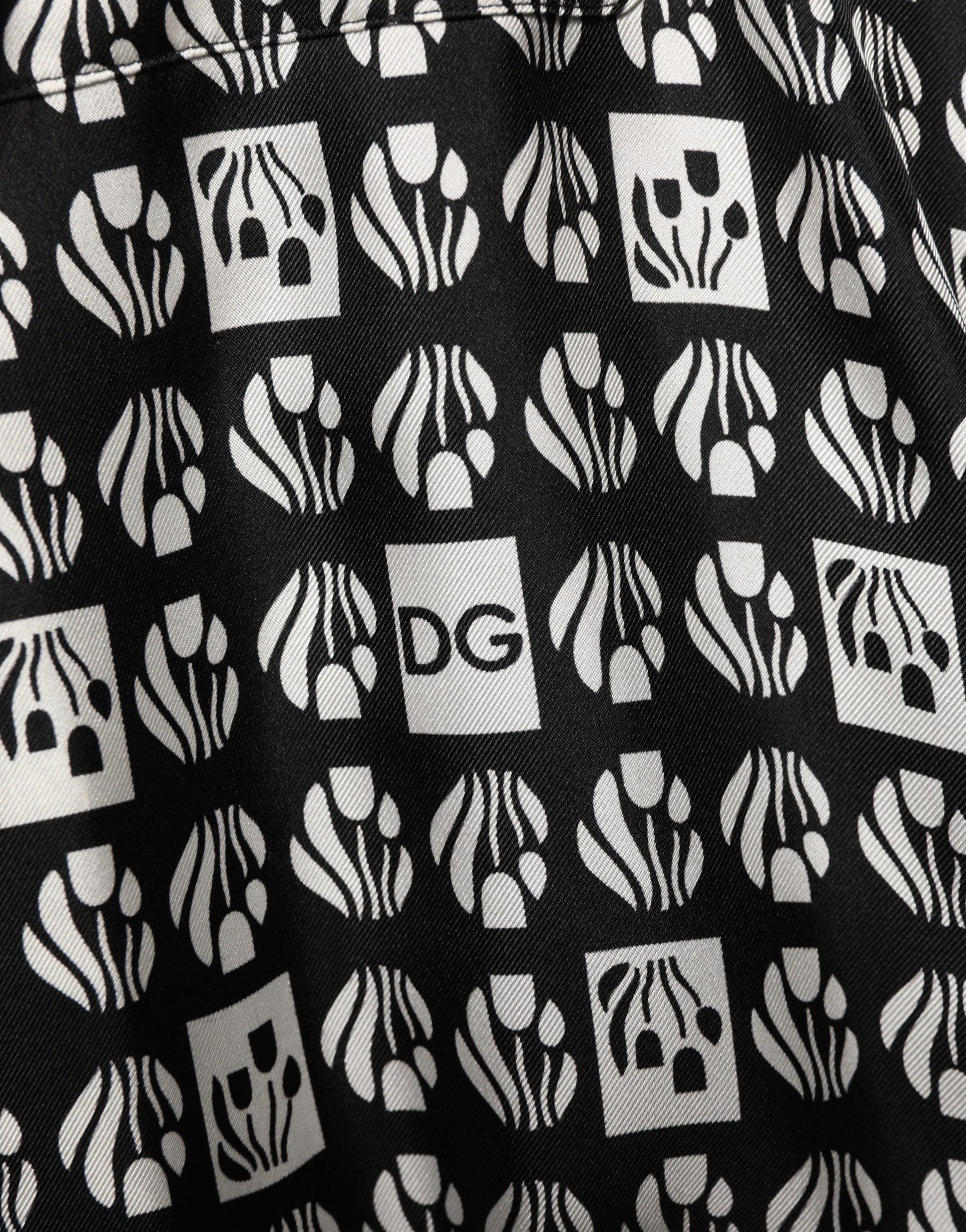 Dolce & Gabbana Black White Silk Men Wrap Robe Coat Jacket