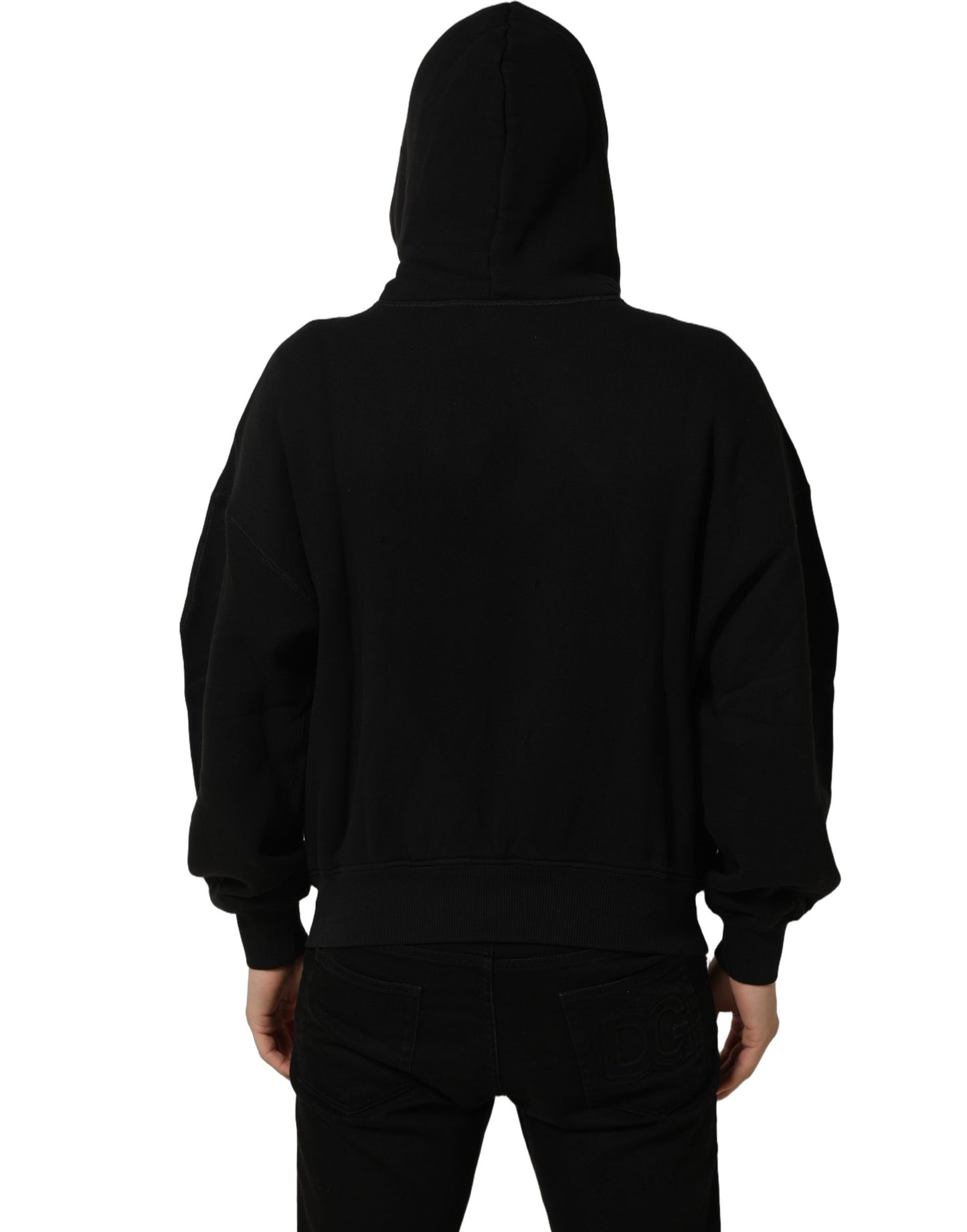 Dolce & Gabbana Black Cotton Milano1984 Print Hoodie Sweater