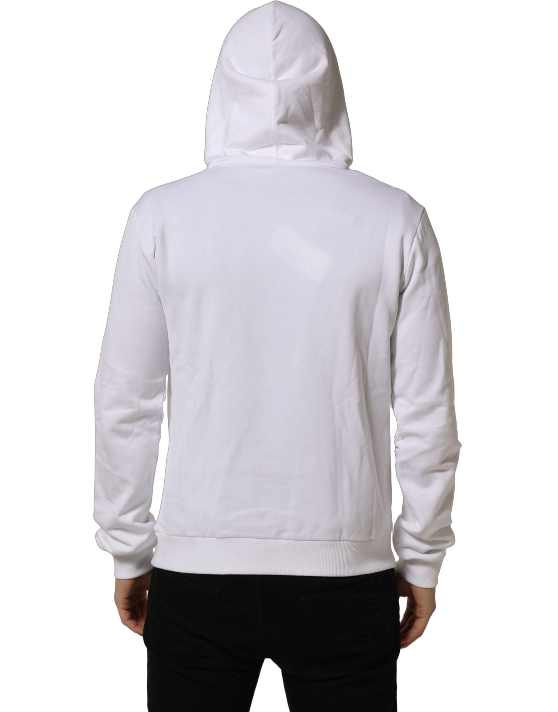 Dolce & Gabbana White Sacred Heart Hooded Sweatshirt Sweater