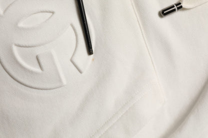 Dolce & Gabbana White Logo Hooded PulloverSweatshirt Sweater