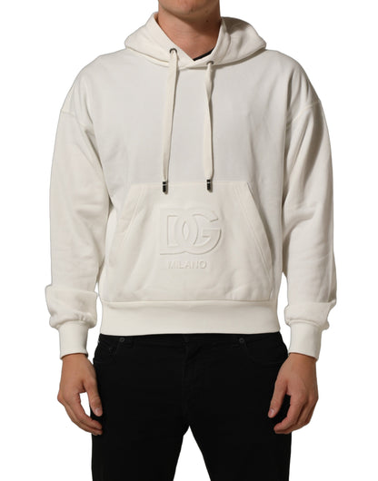 Dolce & Gabbana White Logo Hooded PulloverSweatshirt Sweater