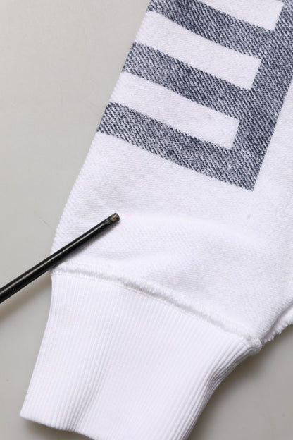 Dolce & Gabbana White Blue Stripe Hooded Sweatshirt Sweater