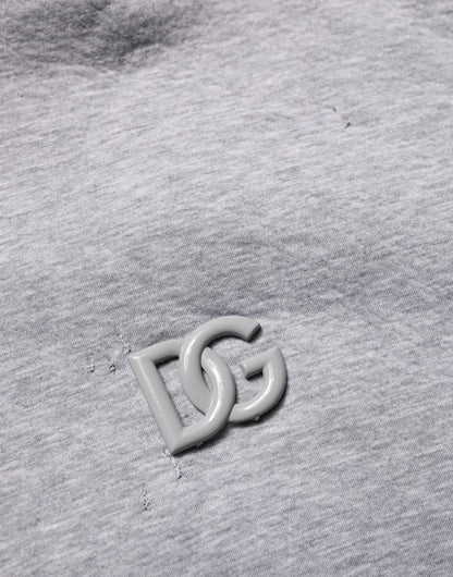 Dolce & Gabbana Gray Cotton Logo Hooded Sweatshirt Sweater