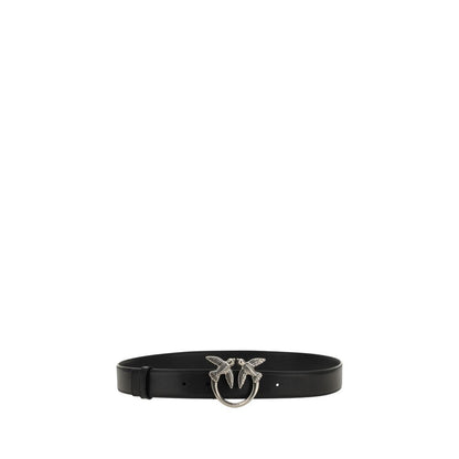 PINKO Black Calf Leather Love Berry Belt
