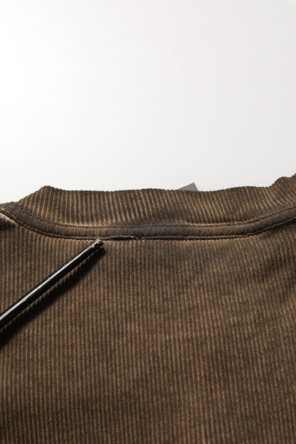 Dolce & Gabbana Brown Cotton Buttoned Henley Pullover Sweater