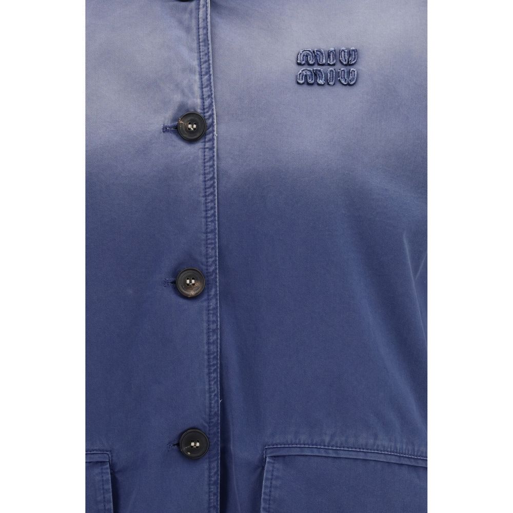 Miu Miu Blue Cotton Bomber Jacket