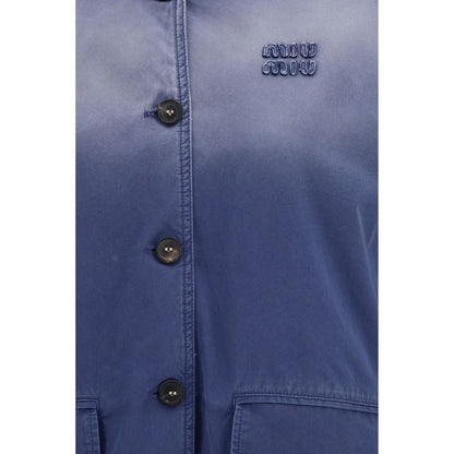 Miu Miu Blue Cotton Bomber Jacket