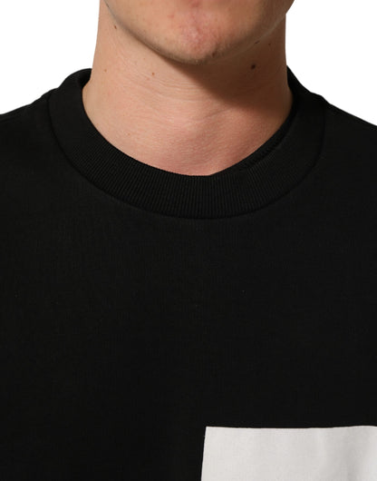 Dolce & Gabbana Black Cotton Logo Print Sweatshirt Sweater