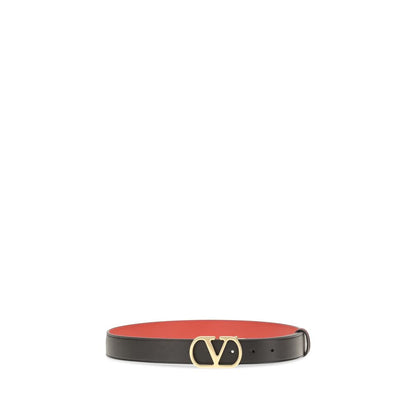 Valentino Garavani Black Calf Leather Reversible VLogo Signature Belt