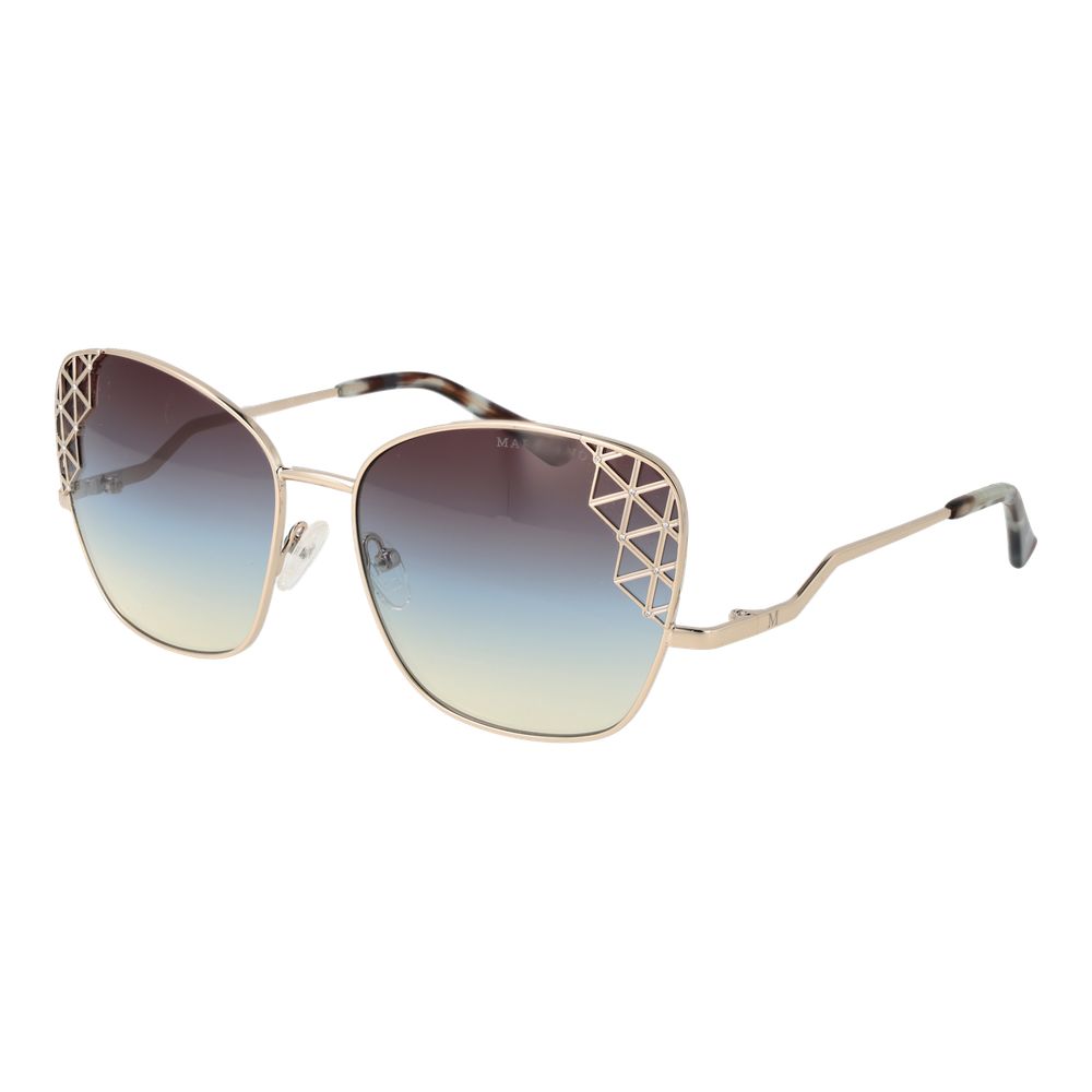 Marciano by Guess Women’s Sunglasses – Gold Butterfly Frame, Blue Gradient Lenses