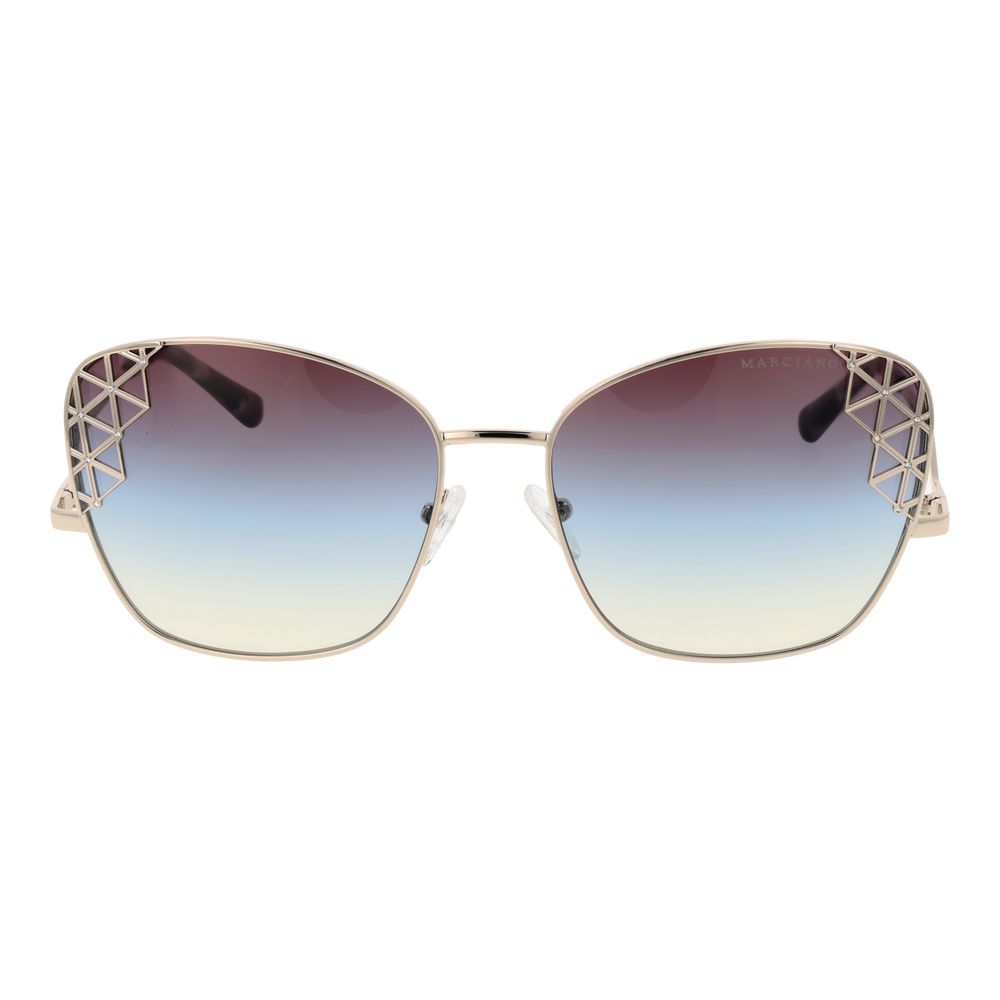 Marciano by Guess Women’s Sunglasses – Gold Butterfly Frame, Blue Gradient Lenses