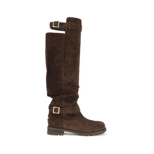 Jimmy Choo Brown Calf Leather Bos Taurus Over The Knee Boots