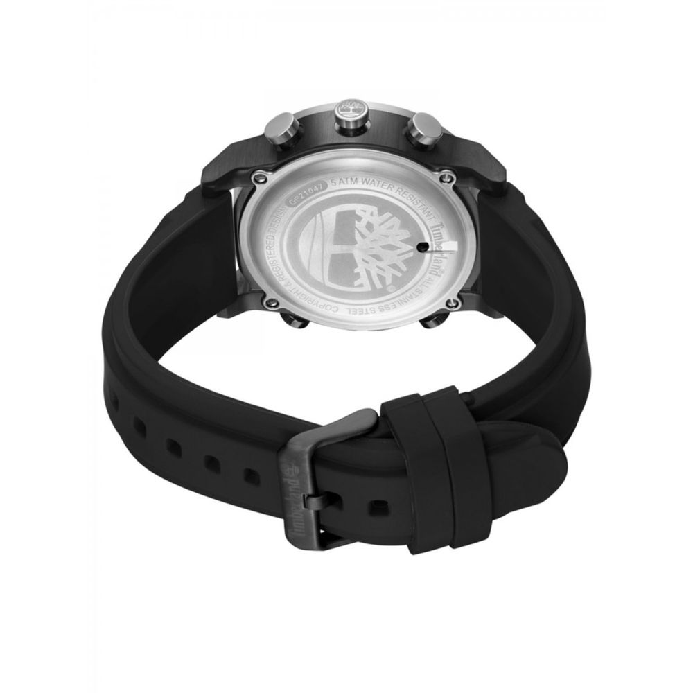 Timberland Black Synthetic Digital Watch 45MM Quartz Stainless Steel Case Black Silicone Bracelet