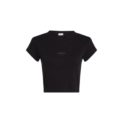Calvin Klein Jeans Monogram Baby Tee Black Cotton T-Shirt