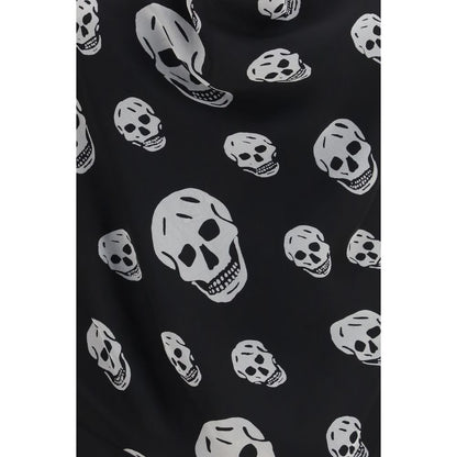 Alexander McQueen Black & White Skull Halter Silk Top