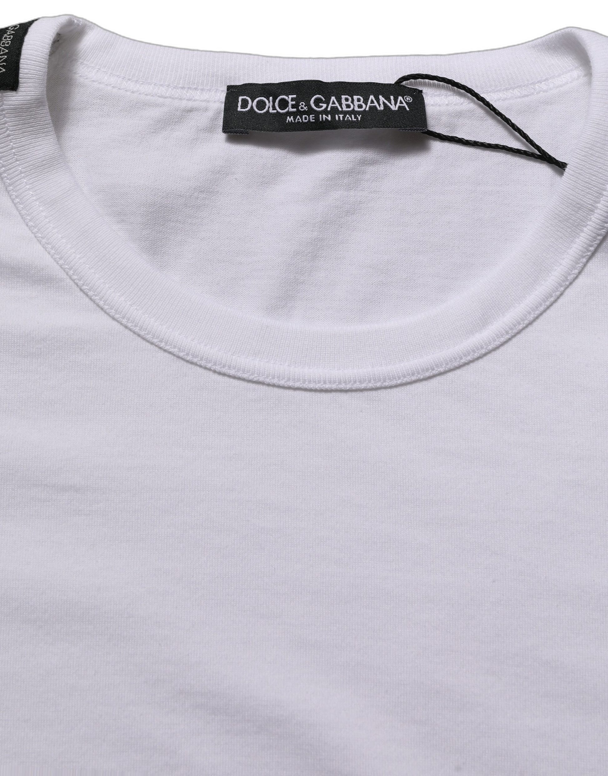 Dolce & Gabbana White Cotton Short Sleeves Crew Neck T-shirt