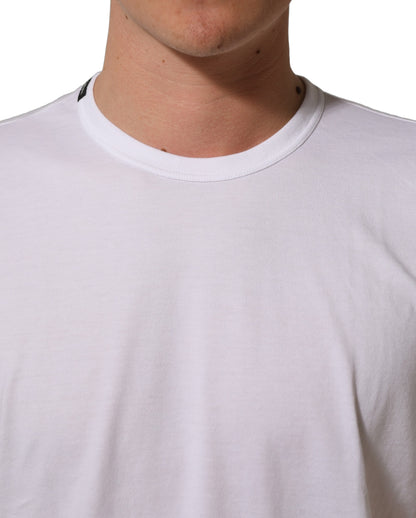 Dolce & Gabbana White Cotton Short Sleeves Crew Neck T-shirt