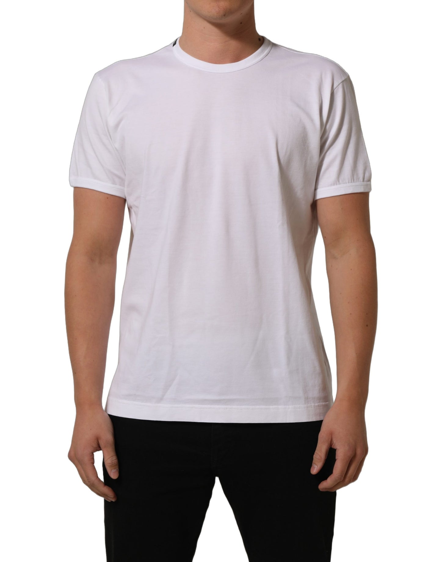 Dolce & Gabbana White Cotton Short Sleeves Crew Neck T-shirt