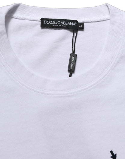 Dolce & Gabbana White Blue Stripe Cotton Short Sleeve T-shirt