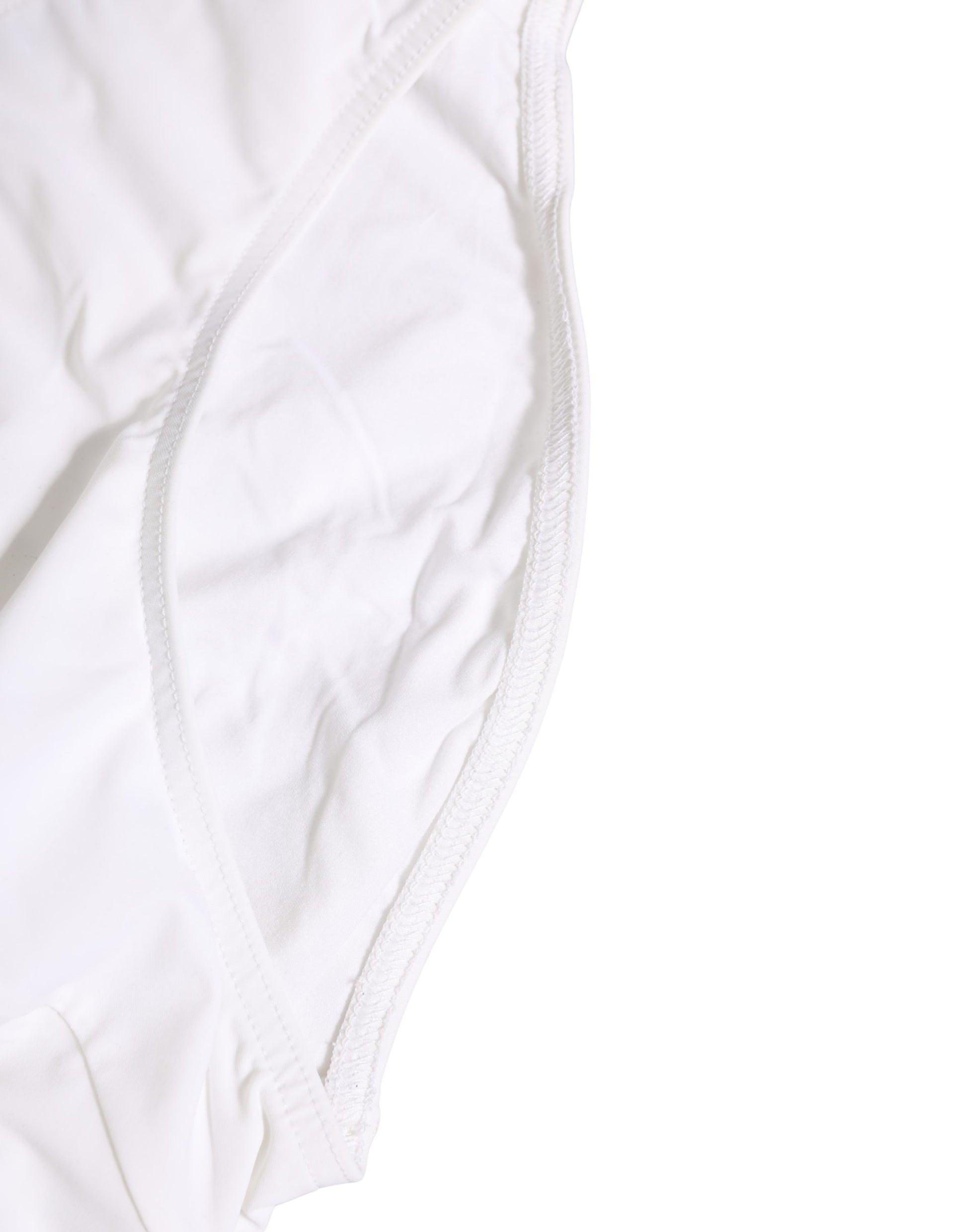 Dolce & Gabbana White Stretch Drawstring Swim Brief Swimwear