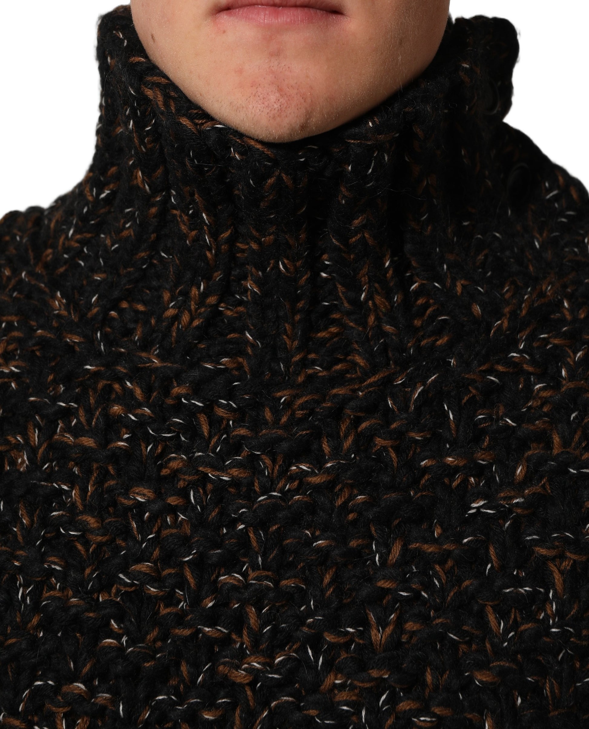 Dolce & Gabbana Brown Wool Knit Turtleneck Pullover Sweater