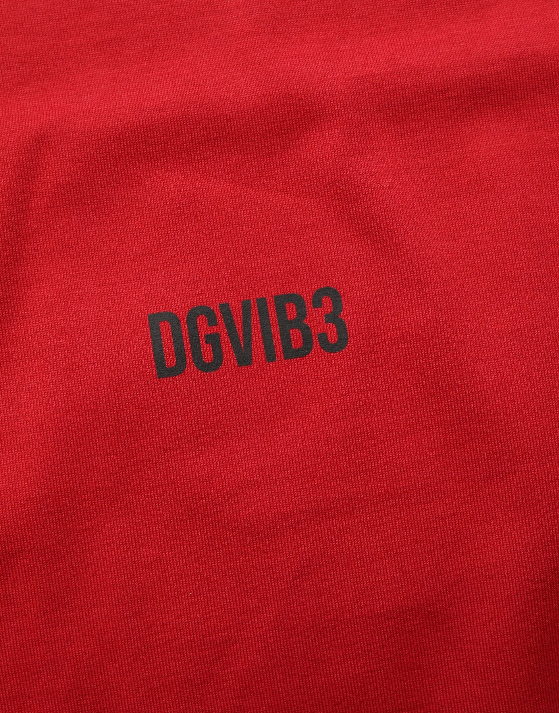 Dolce & Gabbana Red Cotton Graphic Print Crew Neck T-shirt