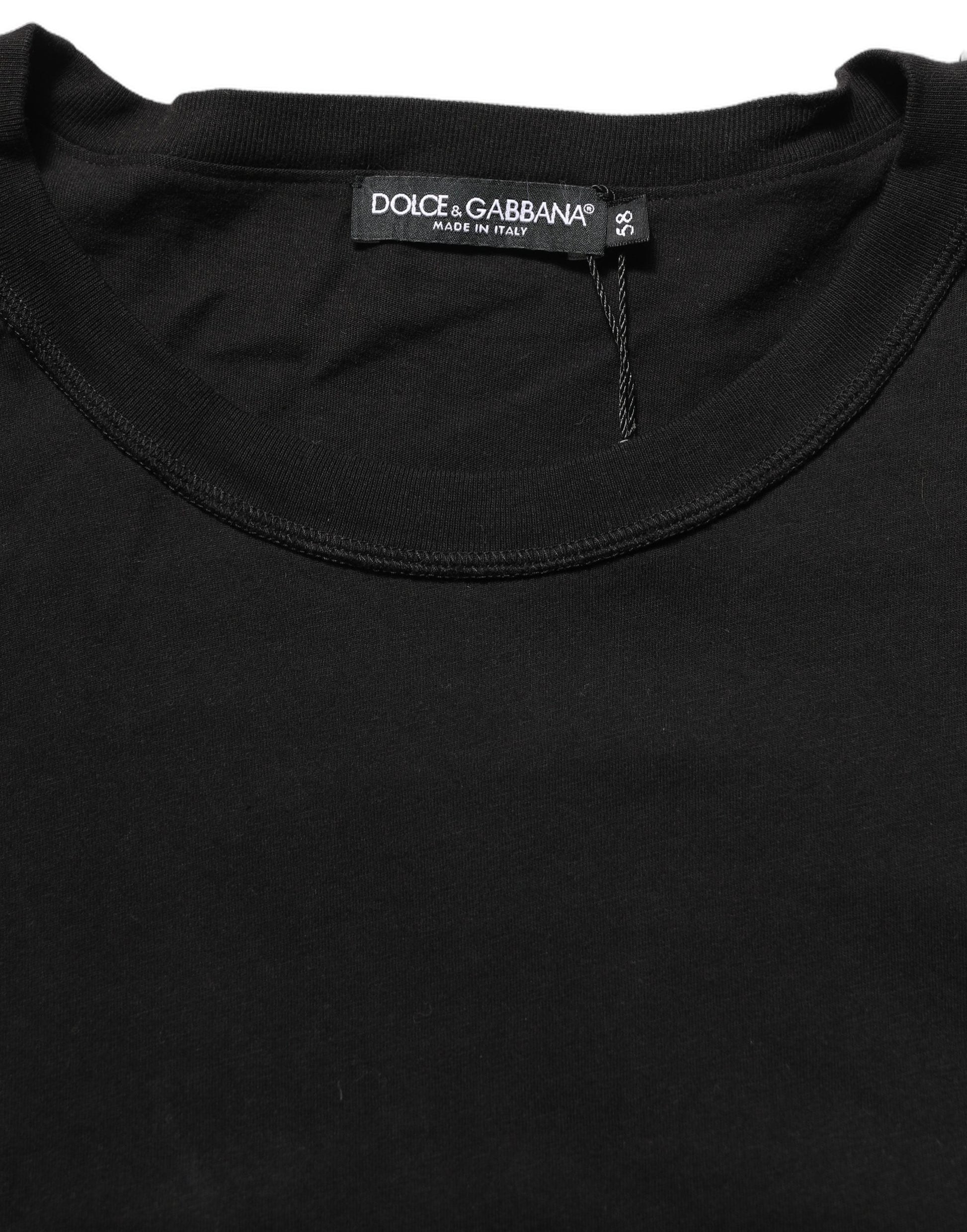 Dolce & Gabbana Black Cotton Short Sleeves CrewNeck T-shirt
