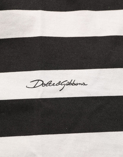 Dolce & Gabbana Black White Stripes Cotton Sleeveless T-shirt