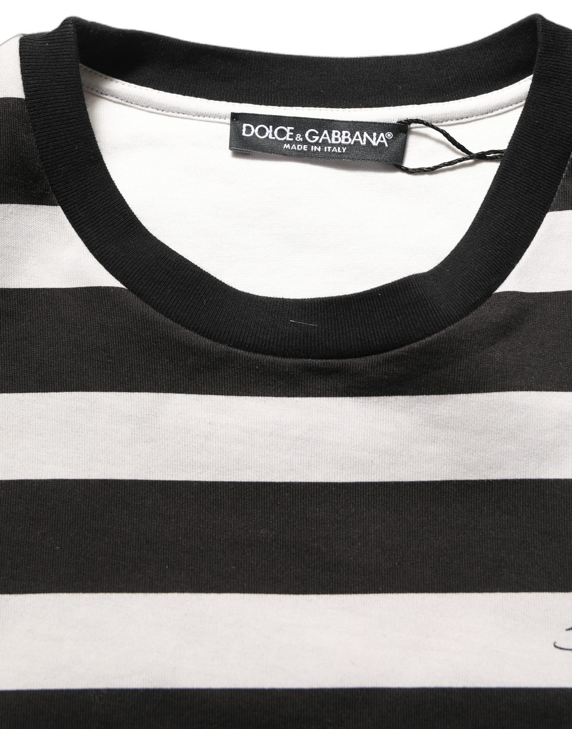 Dolce & Gabbana Black White Stripes Cotton Sleeveless T-shirt