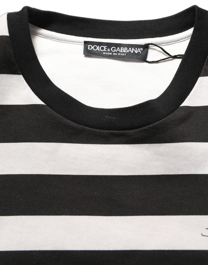 Dolce & Gabbana Black White Stripes Cotton Sleeveless T-shirt