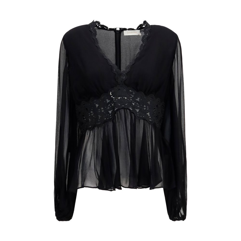 Zimmermann Black Viscose Blouse - Luna Peplum Design