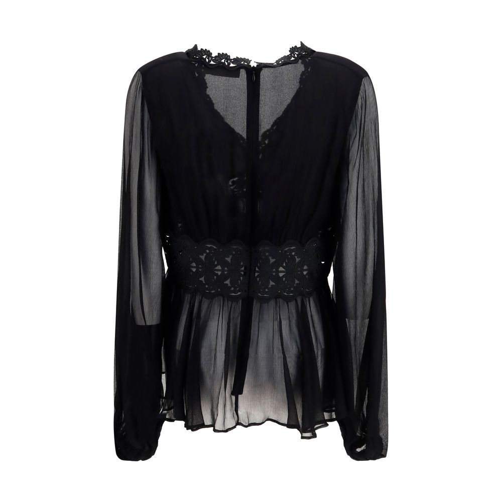 Zimmermann Black Viscose Blouse - Luna Peplum Design