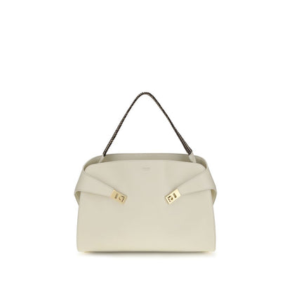 Ferragamo Beige Calf Leather Bos Taurus Hug Soft Shoulder Bag