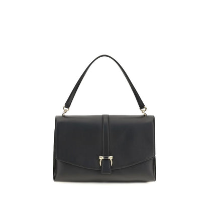 Ferragamo Black Calf Leather Bos Taurus Mia Shoulder Bag 40x22x16