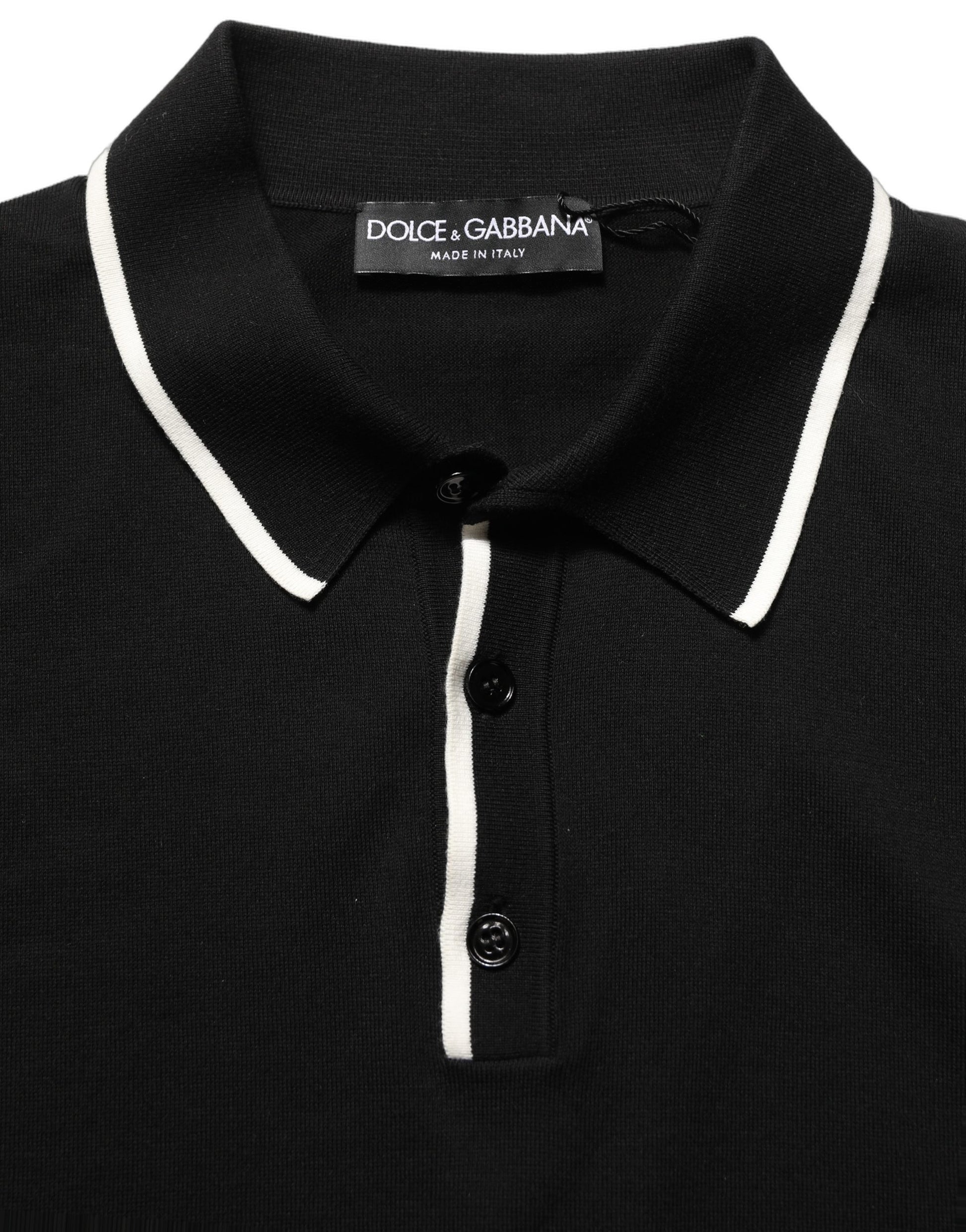 Dolce & Gabbana Black Cotton Collared Short Sleeves Polo T-shirt