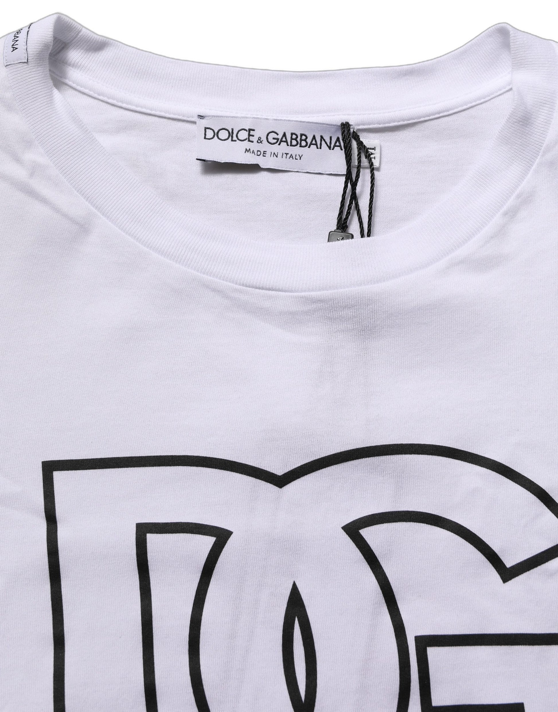 Dolce & Gabbana White DG Logo Print Short Sleeves Men T-shirt