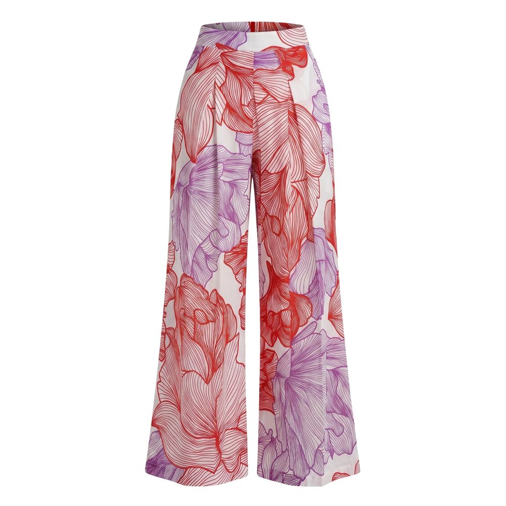 Malo Red Cotton Wide-Leg Palazzo Pants