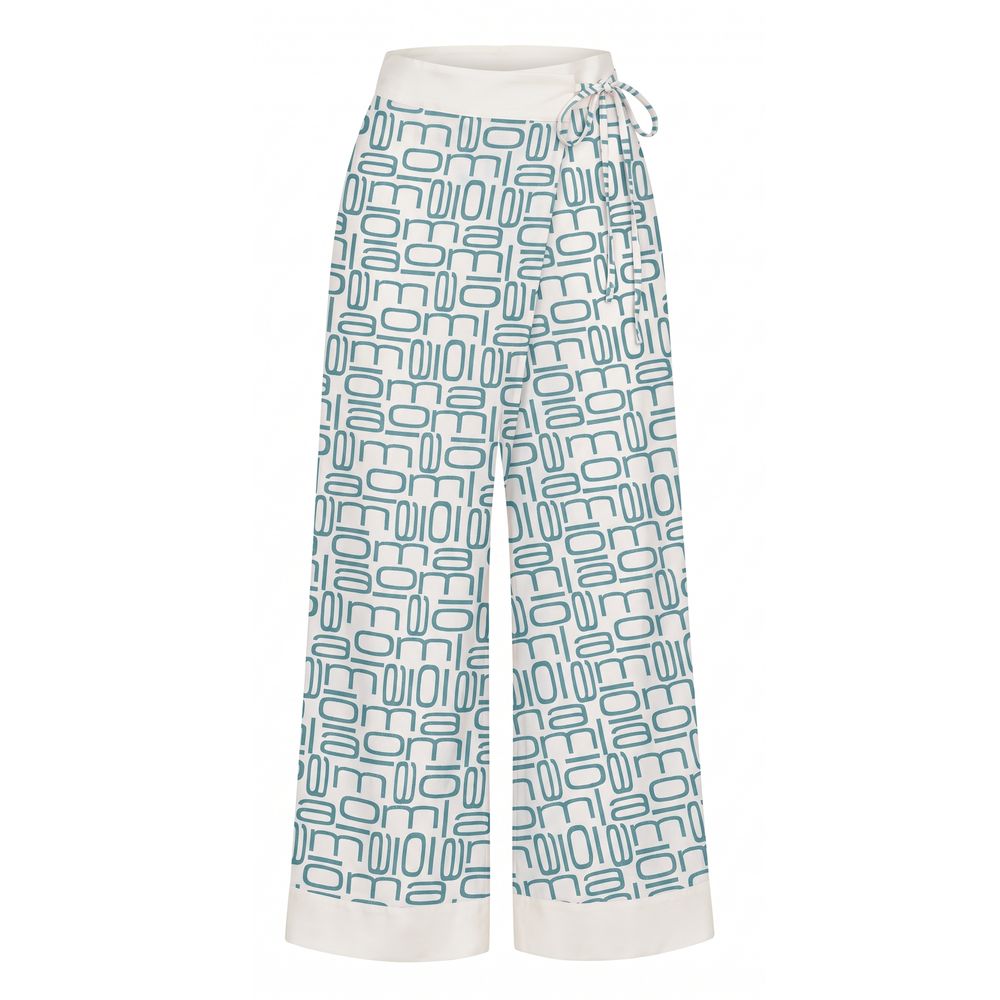 Malo Blue Silk Women's Wide-Leg Wrap Pants IT40|S