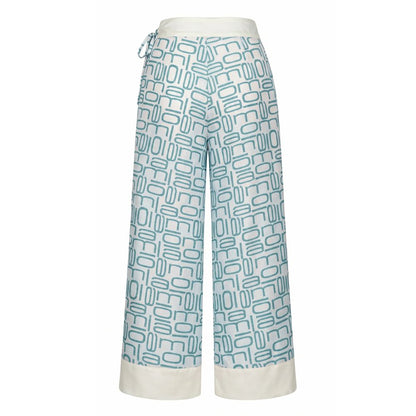 Malo Blue Silk Women's Wide-Leg Wrap Pants IT40|S