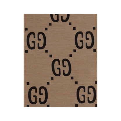 Gucci Brown Wool Silk Scarf with GG Supreme Print