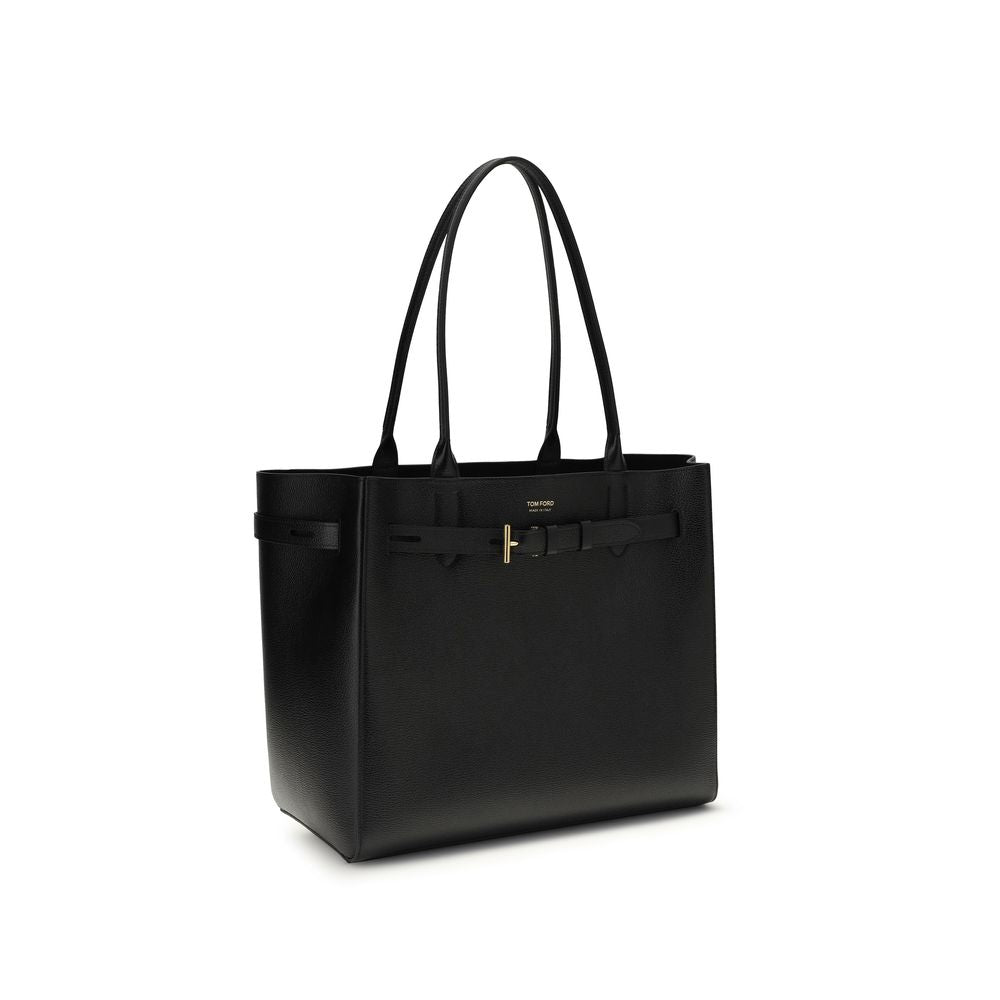 Tom Ford Black Calf Leather Bos Taurus Shoulder Bag 34x29x16