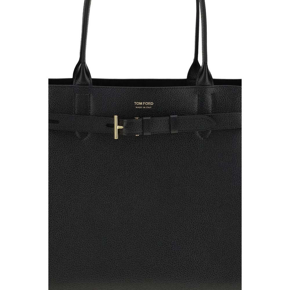 Tom Ford Black Calf Leather Bos Taurus Shoulder Bag 34x29x16