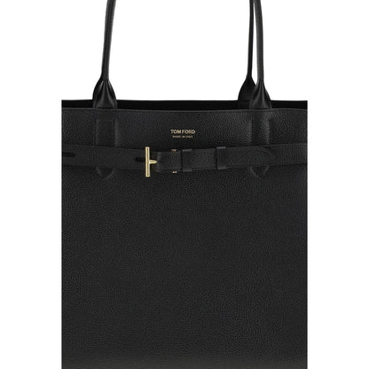 Tom Ford Black Calf Leather Bos Taurus Shoulder Bag 34x29x16